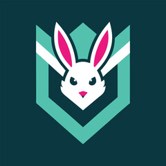 Bunny in Chevron Mascot Logo Vector Illustration 