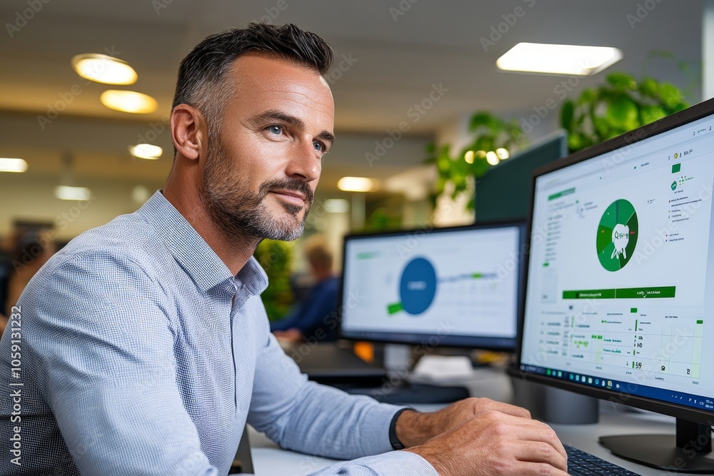 Poster bright digital dashboard with well-organized data points and verification icons, symbolizing the cla