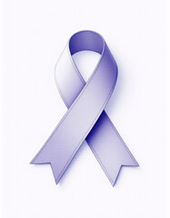 A soft, minimalist lavender ribbon symbolizing cancer awareness on a white background, representing hope, unity, and support in the fight against cancer.