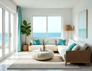 Fototapeta premium mid century scandinavian interior design of modern living room 