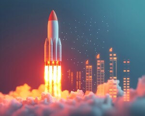 Rocket Launch Progress Bar Symbolizing Countdown to Major Event