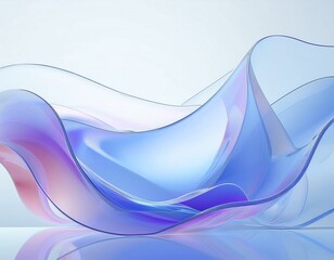 Flowing gradient transparent multilayer glass background, 3d rendering.