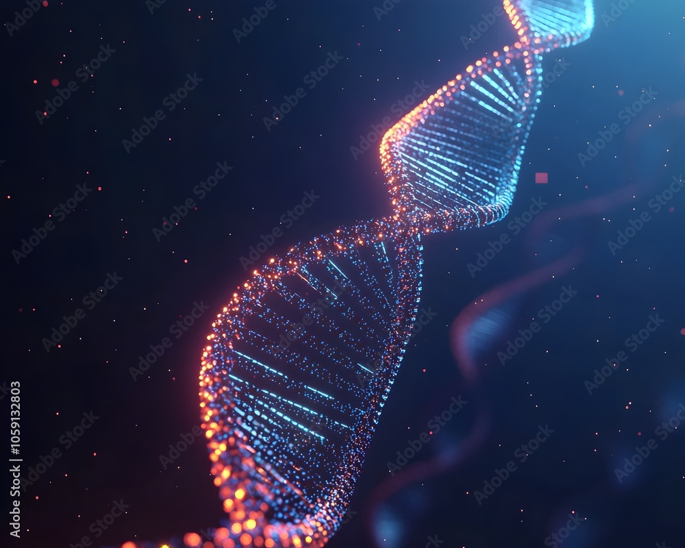 Poster digital dna strand loading bar symbolizing scientific progress and genetic breakthroughs