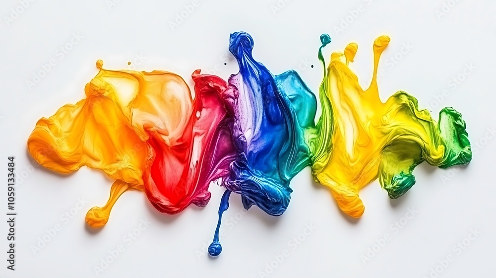 Poster Colorful Paint Splashes Abstract Gradient Background with Copy Space