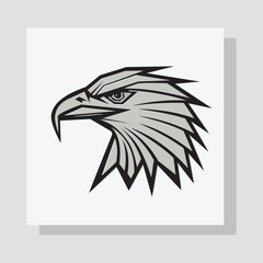 an eagle head logo on a white background