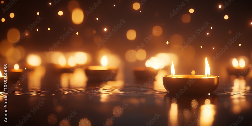 Poster candles and reflections clean blank canvas with empty space for designs