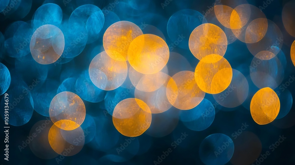 Poster abstract blue and yellow bokeh simple neutral background with free space for design