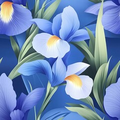 Blue Iris Floral Pattern