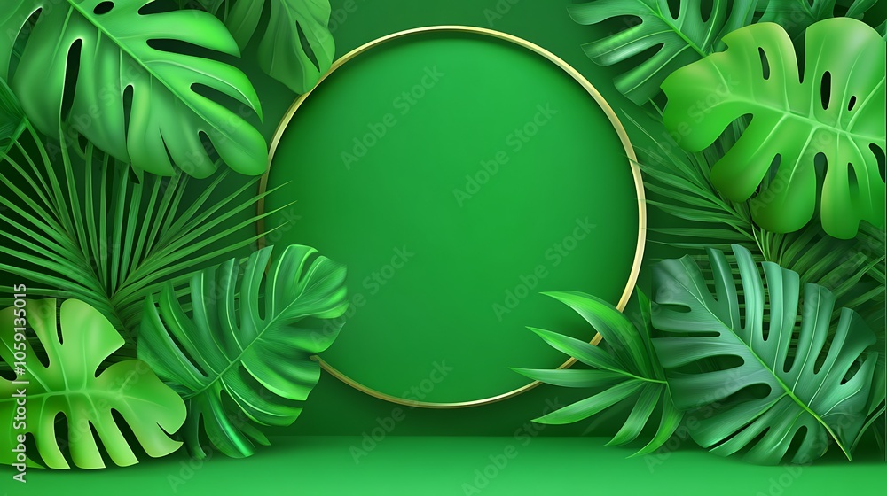 Poster green background with circle for product display subtle blur background with space for custom text