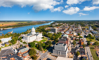 Aerial view of Jefferson City, Missouri. Jefferson City is the capital of the U.S. state of Missouri