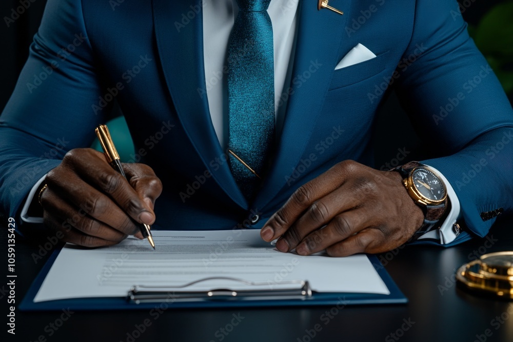 Poster financial advisor explaining bond terms to an investor with a clear document and structured interest