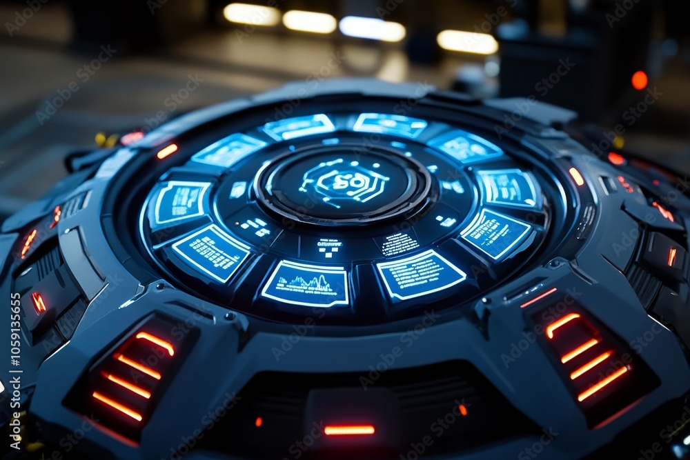 Aufkleber Futuristic dashboard with holographic data points and verification symbols, capturing the high-tech precision of data quality in advanced settings, symbolizing innovation and reliability