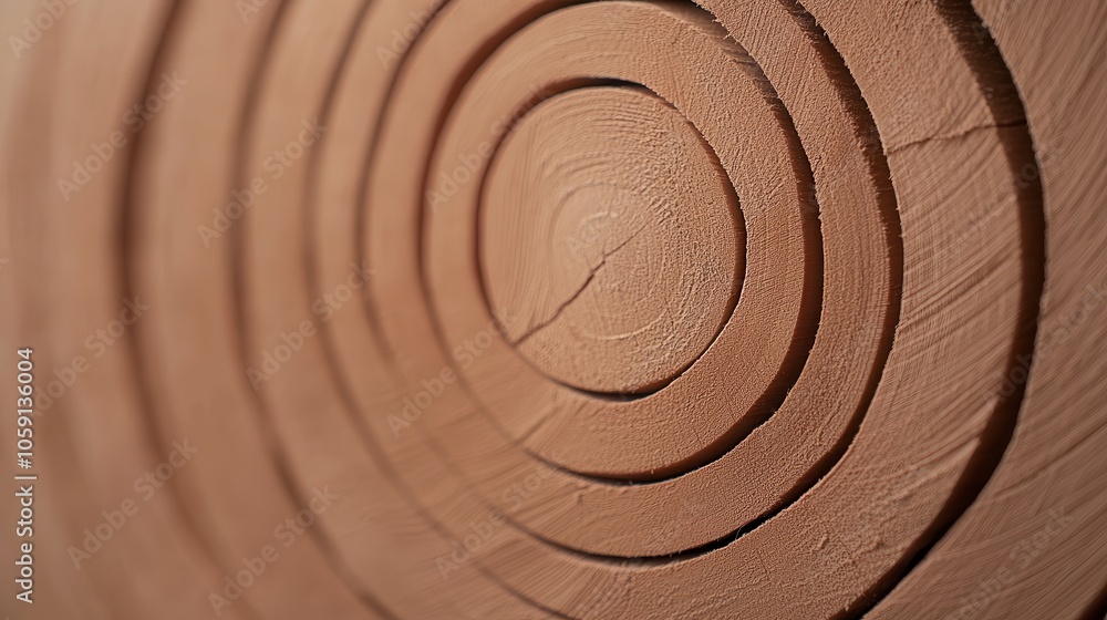 Poster close-up of textured clay artwork featuring concentric circular patterns.