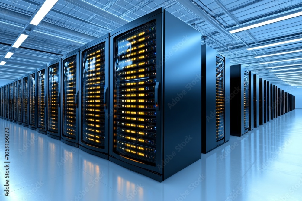 Poster Gothic-inspired data warehouse with shadowy server racks and glowing, organized data clusters, symbolizing the deep, structured nature of data storage, symbolizing order and mystery