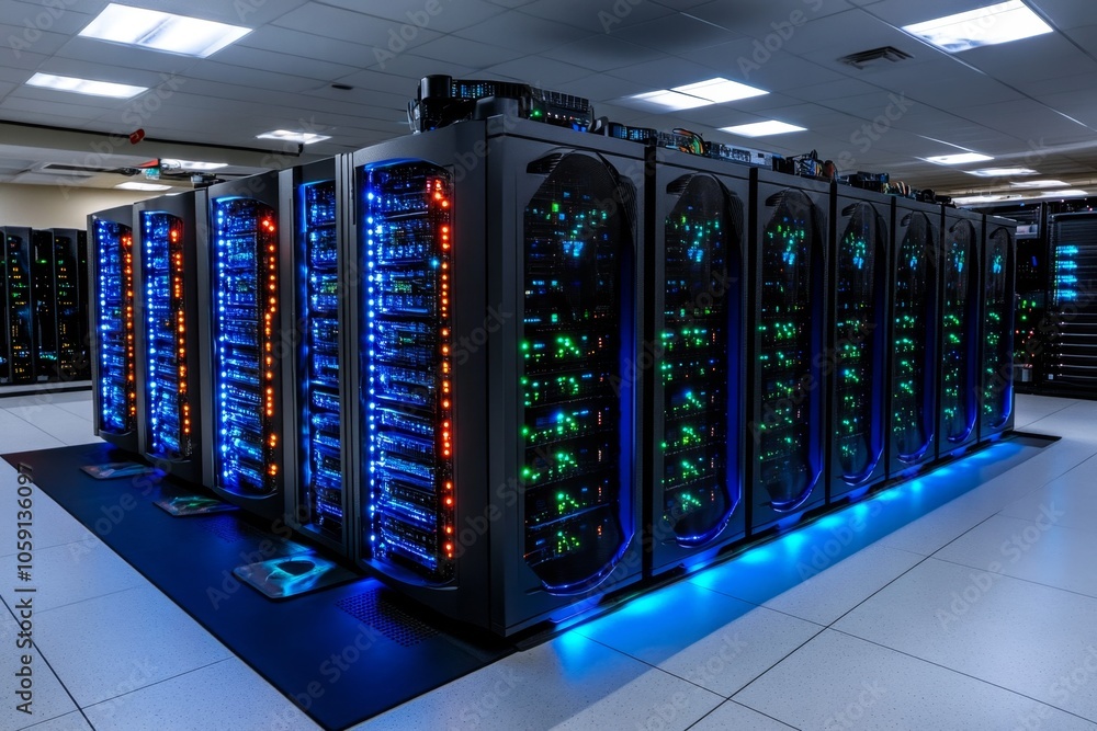 Poster Gothic-inspired data warehouse with shadowy server racks and glowing, organized data clusters, symbolizing the deep, structured nature of data storage, symbolizing order and mystery