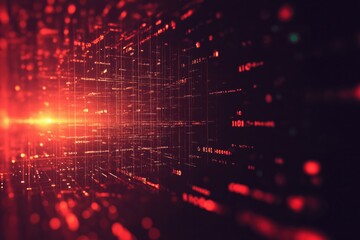 Glowing detailed data stream with digital particles on a dark background