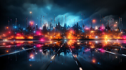 Obraz premium Digital technology background. Smart city concept. IoT . ICT