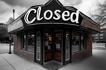 Obraz premium Minimalist line art of an empty storefront with a 