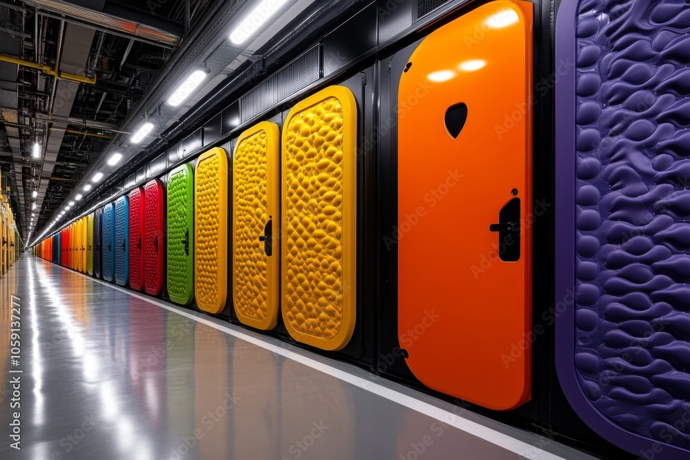 Poster Organized data warehouse dashboard with large, color-coded blocks representing data layers, capturing the scalability and clarity of data storage, symbolizing structure and capacity