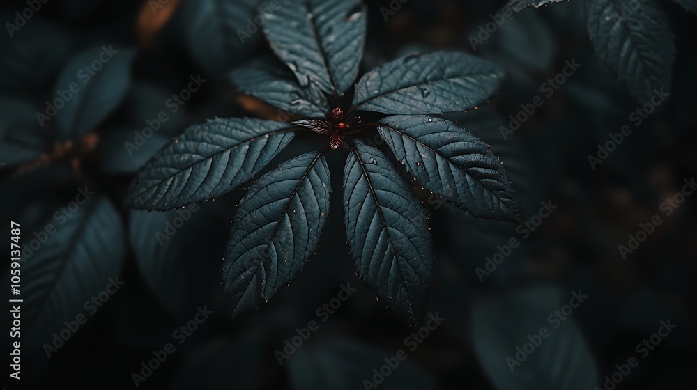 Aufkleber dark green leaf texture abstract gradient background with copy space