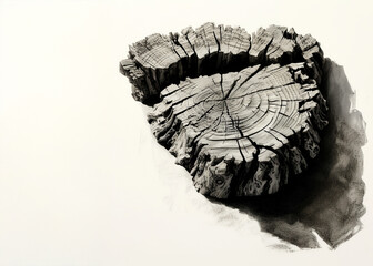 A weathered tree stump reveals intricate textures in soft afternoon light