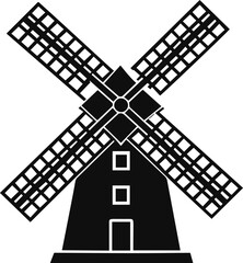 Black Silhouette of Traditional Windmill Icon