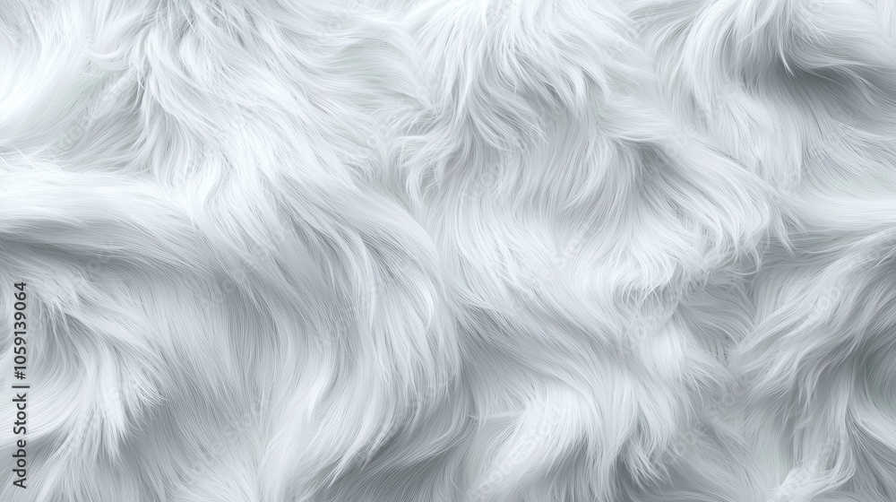 Poster soft white fur texture with flowing strands, creating a plush and inviting appearance.