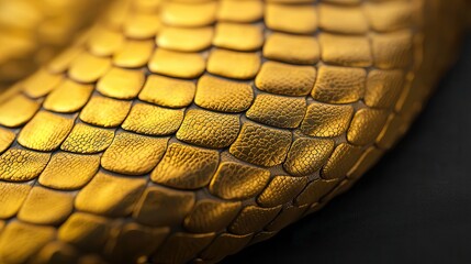 Close-up of vibrant golden snake scales, showcasing intricate textures and patterns.