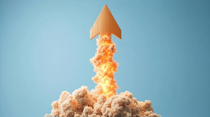 digital arrow blasts forward through a dramatic explosion, symbolizing momentum, innovation, and growth. A vibrant illustration of digital transformation and progress