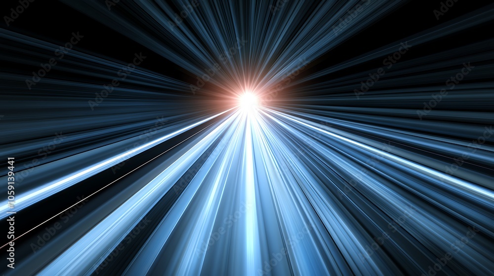 Poster abstract light speed tunnel smooth blue background with copy space for advertisements