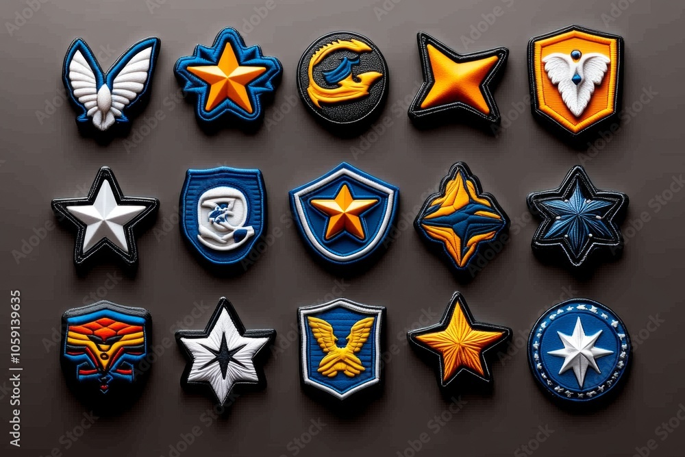 Poster simple badge icon with a star and clean lines, capturing the straightforward recognition and identit