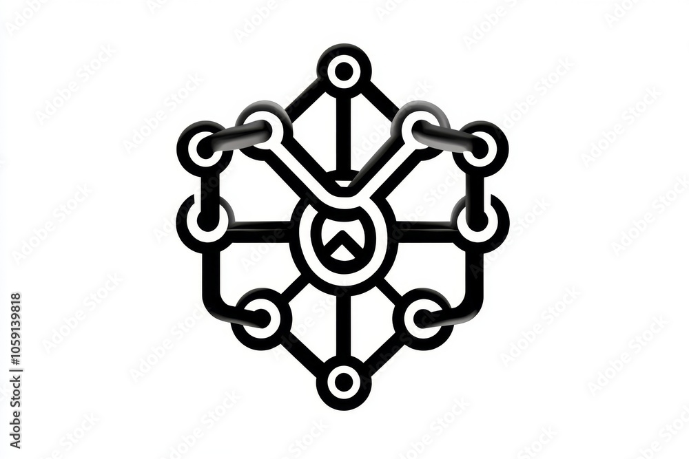 Leinwandbilder Simple icon of a computer displaying interconnected nodes, capturing the process of identifying relationships in data mining, symbolizing focus and connectivity
