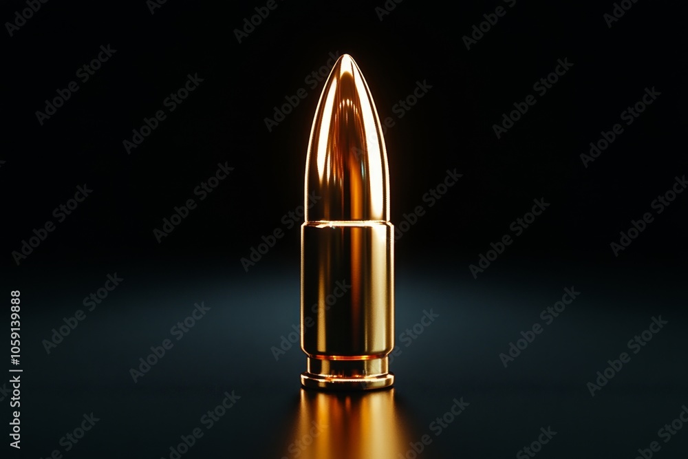 Poster simple outline of a bullet lying on its side, symbolizing the essence of ammunition in a clean, mini