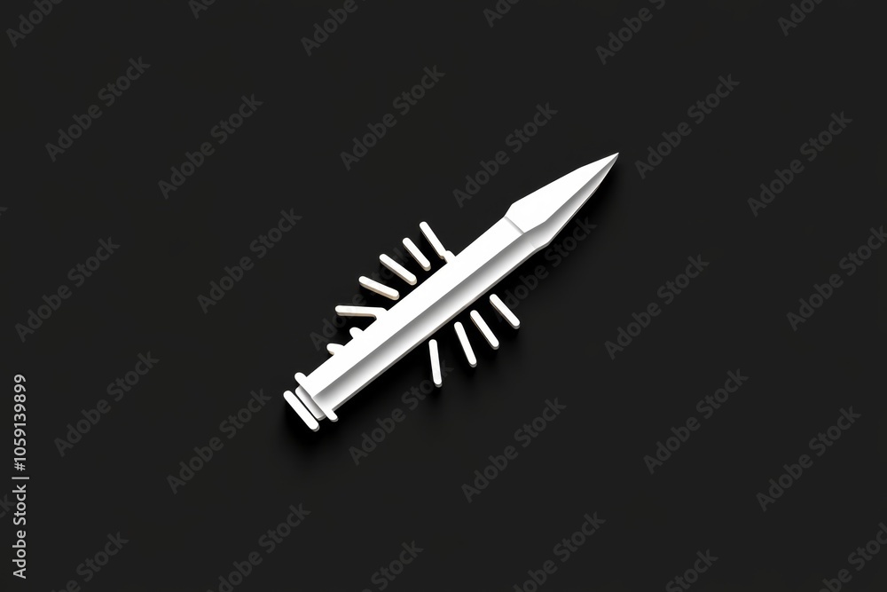 Poster Simple outline of a bullet lying on its side, symbolizing the essence of ammunition in a clean, minimalist style, capturing clarity and power