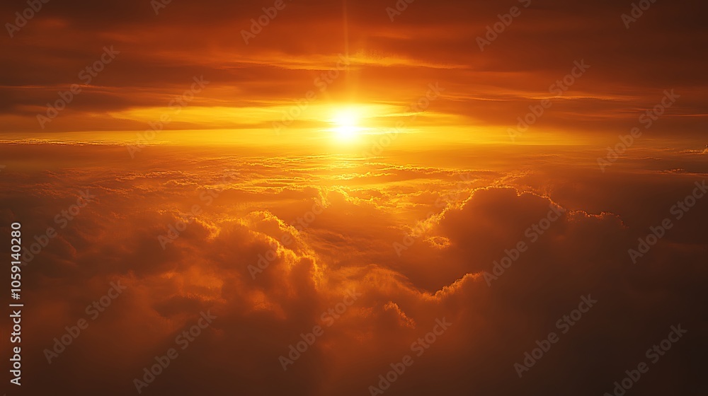 Aufkleber sunset above the clouds clean blank canvas with empty space for designs