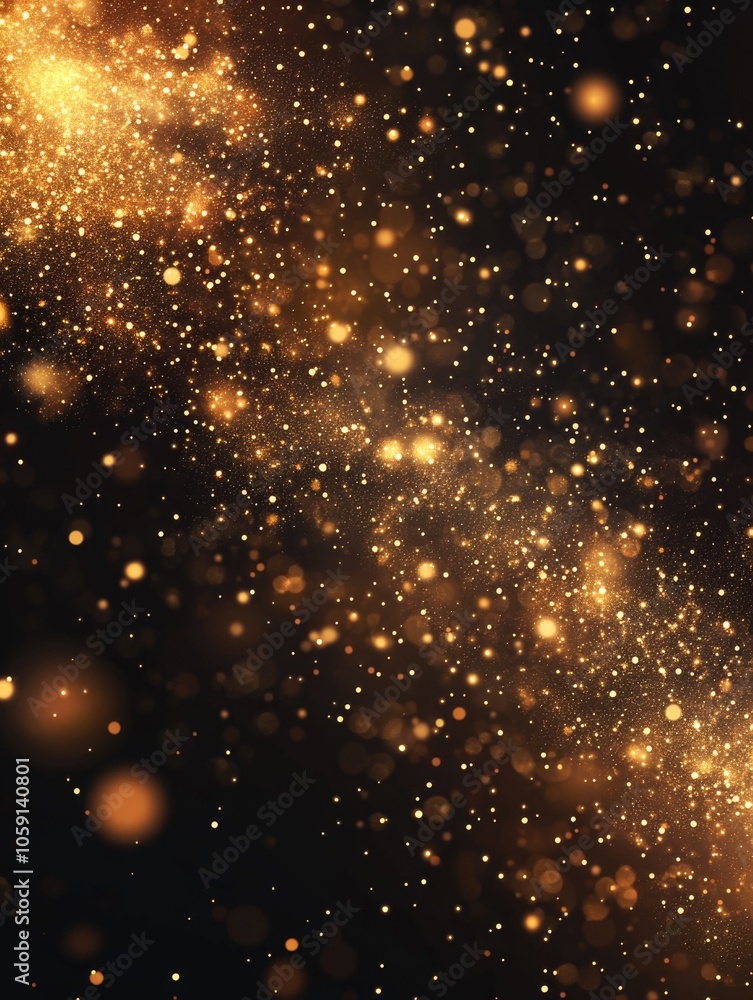 Poster dazzling display of golden bokeh with bright, shimmering particles forming a magical twinkling star 