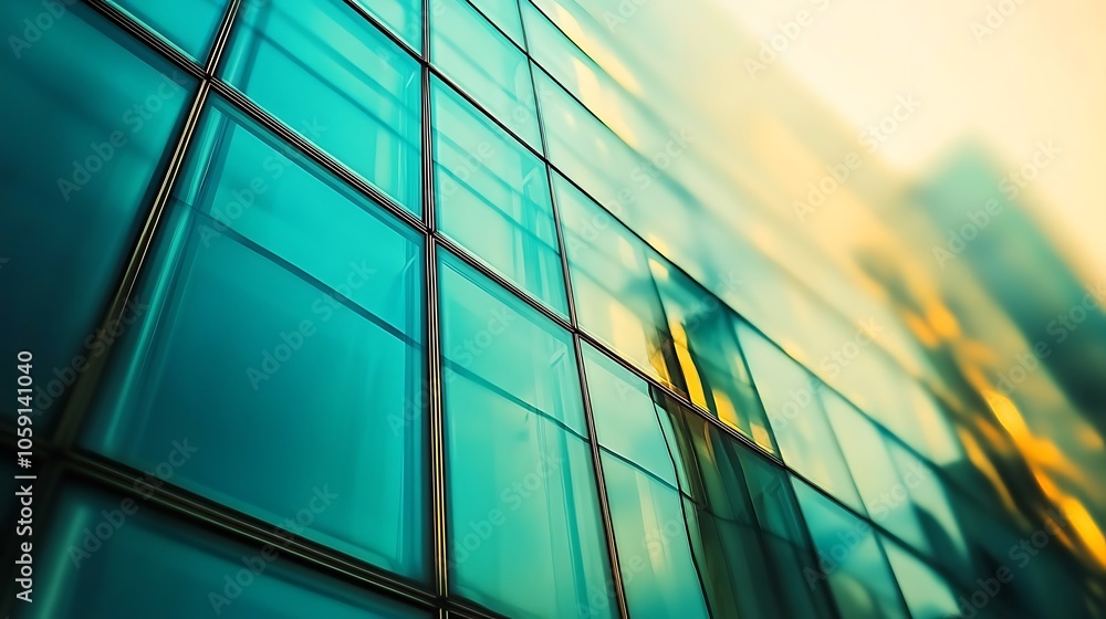 Poster modern glass facade of a building abstract gradient background with copy space