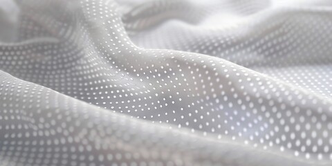 Soft fabric with white dots pattern close-up in focus.