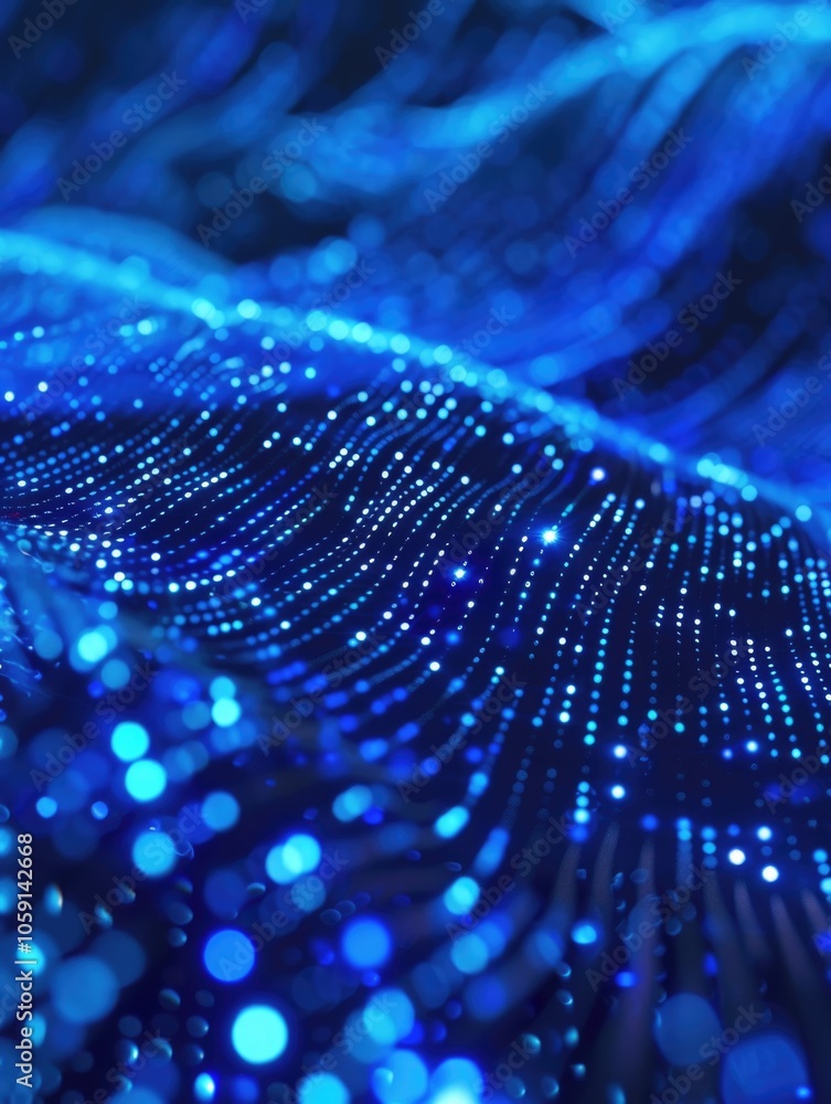 Aufkleber microscopic view of blue neural synapses, ai technology concept, future of computing, deep learning 