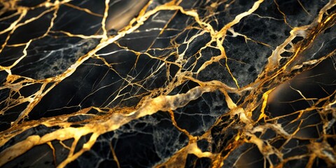 Luxurious Black Marble with Gold Veins - Elegant Textures for Interior Design, Home Decor, Backgrounds, and Modern Aesthetics