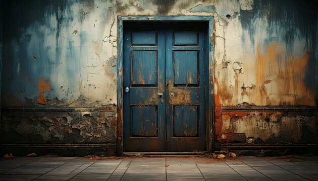 Grungy background for photography for advertising including door, style of brutalism