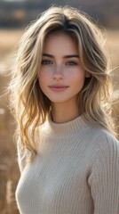 Fototapeta premium Beautiful Blonde Model Poses for Portrait
