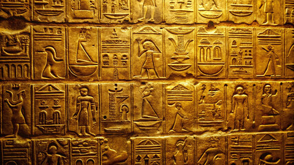 Weathered Golden Hieroglyphic Background