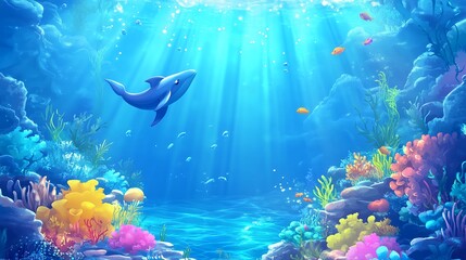 Fototapeta premium 深海と魚たち