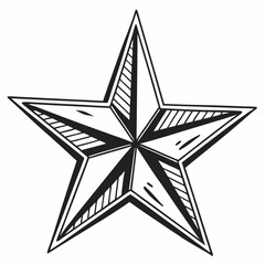 Obraz premium A hand-drawn illustration of a five-pointed star, perfect for adding a touch of rustic charm to your designs. This simple yet elegant graphic is ideal for nautical themes, vintage projects.