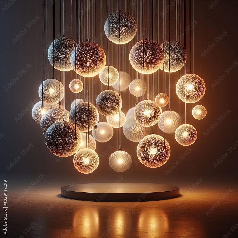 Poster aero orbs spherical lamps that float and rotate slightly powered