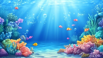 Fototapeta premium 深海と魚たち