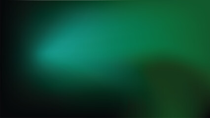 Dark emerald green gradient horizontal background. Glowing dark green curve on black backdrop with copy space for design. Vector illustration