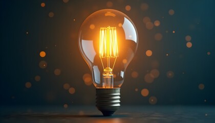 Glowing light bulb symbolizes innovation and bright ideas.