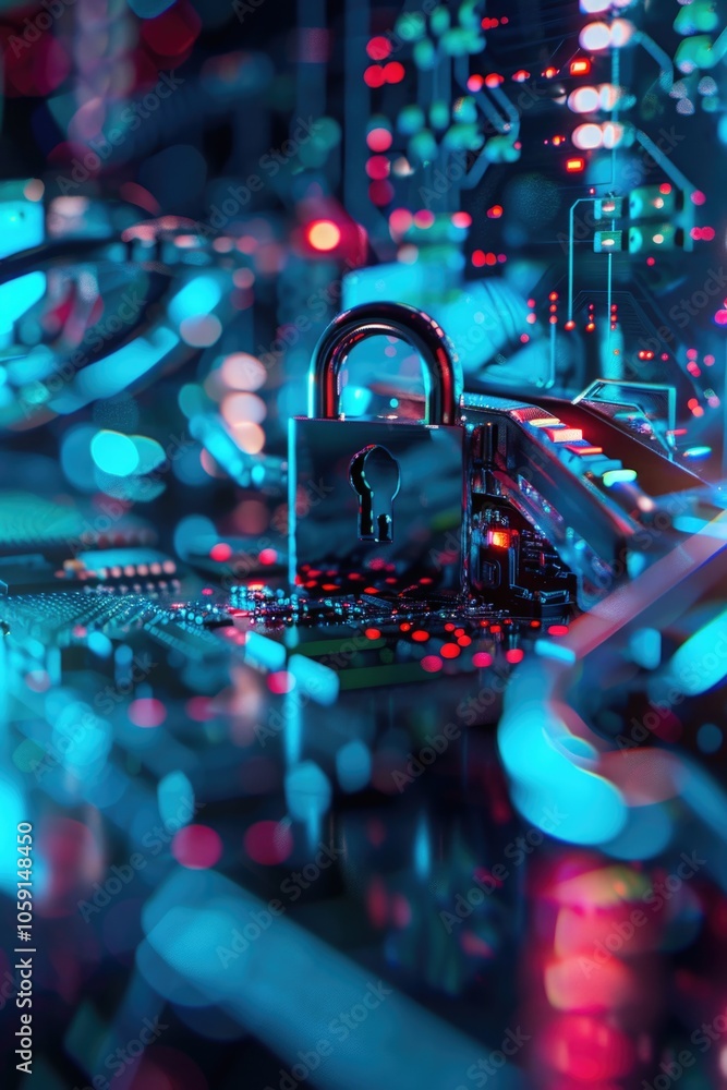 Poster high-tech security with digital keys.